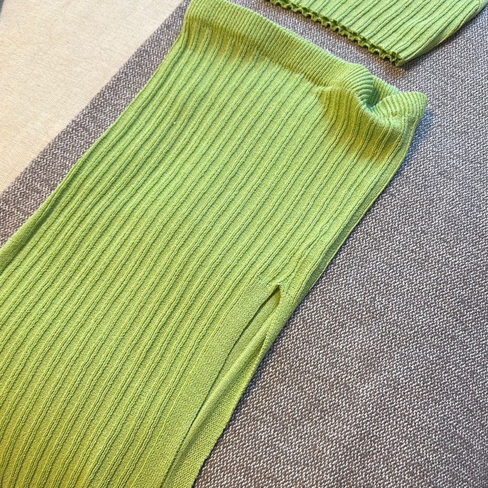 Lime Green Ribbed Knit Set - Picture 4 of 4